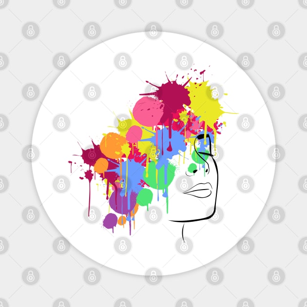 Colorful women face drippy hoodies drip merch design Magnet by Maroon55